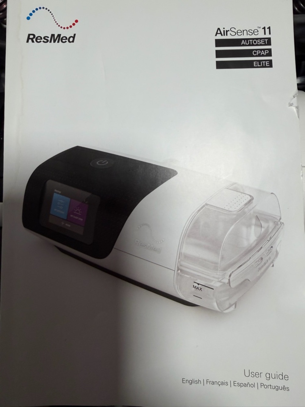 ResMed AirSense 11 CPAP Machine - Black and White with Clear Water Chamber